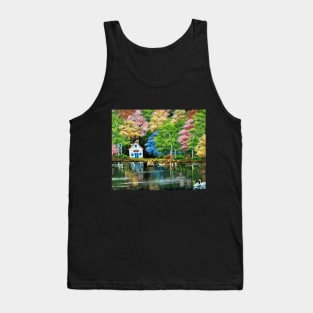 Autumn forest and lake house Tank Top